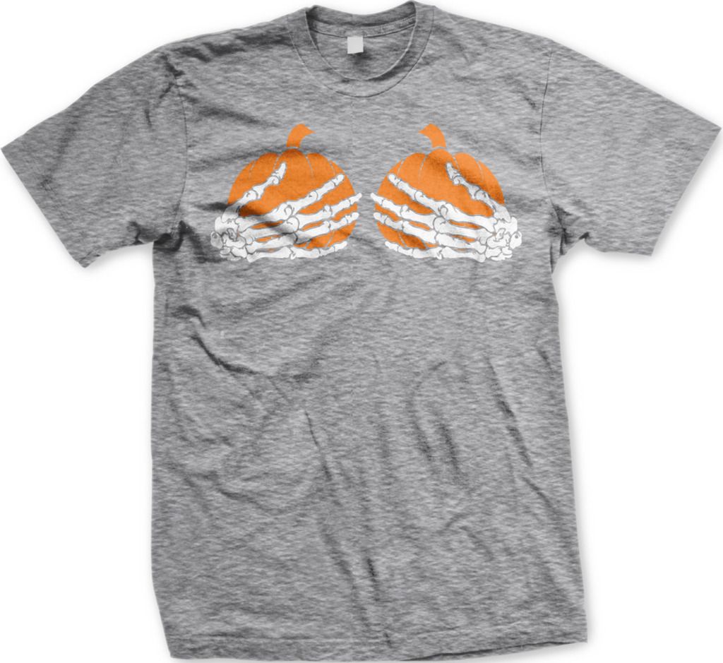 Pumpkin Tits Skeleton Hands Grabbing Boobs Halloween Mens T Shirt Ebay